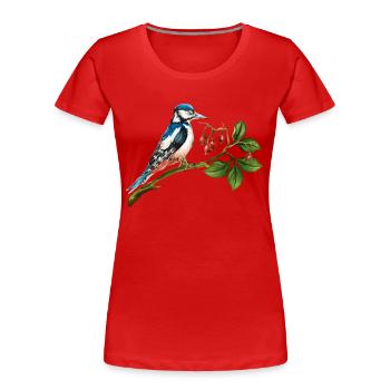 Bunter Vogel - Frauen Premium Bio T-Shirt - Rot - Vorne - Mia (176cm)