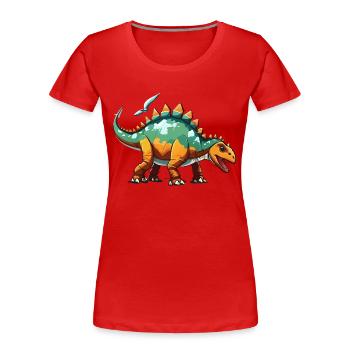 Freundlicher Stegosaurus - Frauen Premium Bio T-Shirt - Rot - Vorne - Mia (176cm)