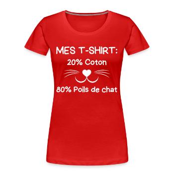 Chien de race border collie 3 - T-shirt bio Premium Femme - rouge - Devant - Mia (176cm)