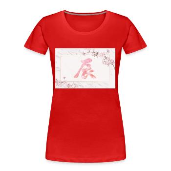 Kanji Kirschblüten Neujahr, 2024 - Frauen Premium Bio T-Shirt - Rot - Vorne - Mia (176cm)