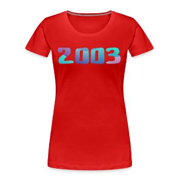 Geburtstagsgeschenk 2003 Jahrgang 2003 Retro 2003 - Frauen Premium Bio T-Shirt - Rot - Vorne - Mia (176cm)