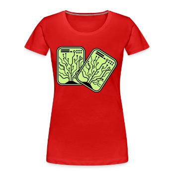 micro chip 2 - Frauen Premium Bio T-Shirt - Rot - Vorne - Mia (176cm)