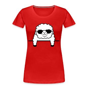 Mouton Derrière Clôture Mur Lunettes De Soleil Mouton - T-shirt bio Premium Femme - rouge - Devant - Mia (176cm)