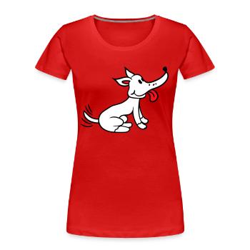 Hund Wedelt Aufgeregt Süß Glücklich Schwänzchen - Frauen Premium Bio T-Shirt - Rot - Vorne - Mia (176cm)