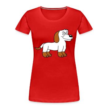 Dog Stands Cute Little Happy Puppy Pet - Women's Premium Organic T-Shirt - red - Front - Mia (176cm)