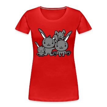 4 Hasen Familie Kinder Eltern Vier Geschwister Süß - Frauen Premium Bio T-Shirt - Rot - Vorne - Mia (176cm)