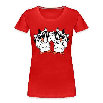 2 Eulen Dabbing Dab Dance Pose Geste Sonnenbrille - Frauen Premium Bio T-Shirt - Rot - Vorne - Mia (176cm)