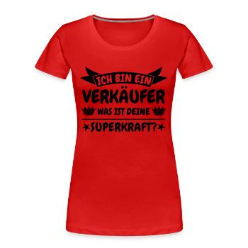 Verkäufer - Frauen Premium Bio T-Shirt - Rot - Vorne - Mia (176cm)