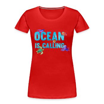 Ocean is calling - Frauen Premium Bio T-Shirt - Rot - Vorne - Mia (176cm)