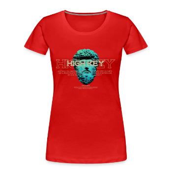 DNZ WORLD HIGH KEY - Frauen Premium Bio T-Shirt - Rot - Vorne - Mia (176cm)