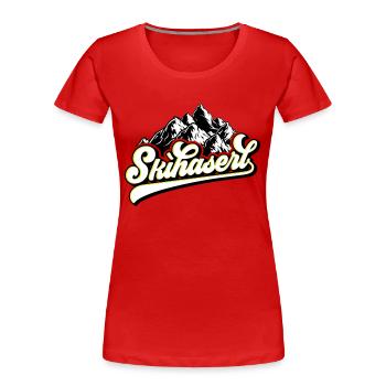 Farben änderbar | Skihaserl - Frauen Premium Bio T-Shirt - Rot - Vorne - Mia (176cm)