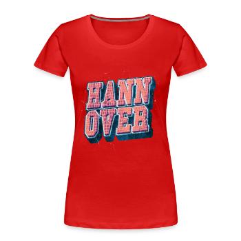 Hanovre Allemagne City Font Vintage Rétro - T-shirt bio Premium Femme - rouge - Devant - Mia (176cm)