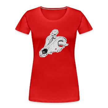 Shroom Skull Sticker Version Transparent - Women's Premium Organic T-Shirt - red - Front - Mia (176cm)