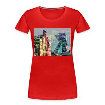 Patrimoine industriel dans la région de la Ruhr, houillère, exploitation minière - T-shirt bio Premium Femme - rouge - Devant - Mia (176cm)