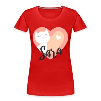 Sara Name Vorname Kätzchen - Frauen Premium Bio T-Shirt - Rot - Vorne - Mia (176cm)