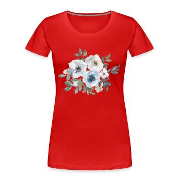 Blumen Rosen Aquarell - Frauen Premium Bio T-Shirt - Rot - Vorne - Mia (176cm)