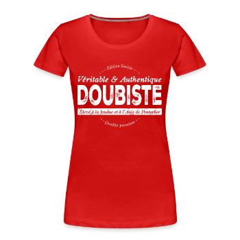 Doubiste du Doubs - T-shirt bio Premium Femme - rouge - Devant - Mia (176cm)