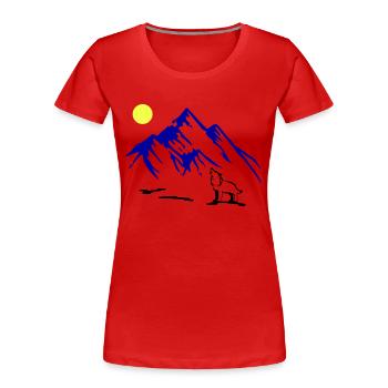 Wolf Full Moon - Women's Premium Organic T-Shirt - red - Front - Mia (176cm)