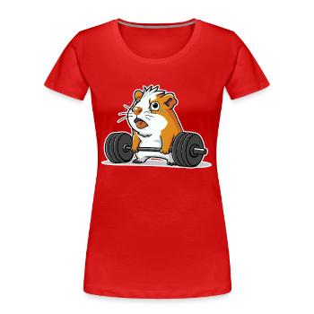 Kreuzheben Muskel-Meerschweinchen - Frauen Premium Bio T-Shirt - Rot - Vorne - Mia (176cm)