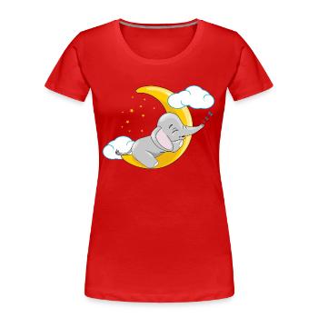 Cute baby elephant sleeping on the moon - Women's Premium Organic T-Shirt - red - Front - Mia (176cm)