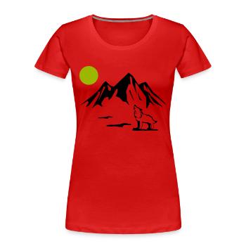 wolf vollmond - Frauen Premium Bio T-Shirt - Rot - Vorne - Mia (176cm)