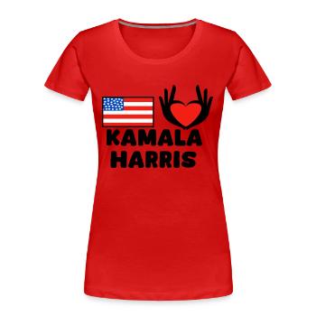 Heart Hand - America - Kamala Harris - American - Women's Premium Organic T-Shirt - red - Front - Mia (176cm)