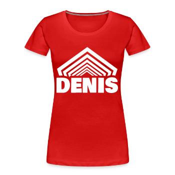 Prénom Denis - T-shirt bio Premium Femme - rouge - Devant - Mia (176cm)