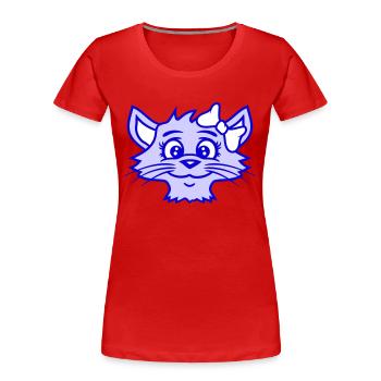 Cute Girl Cat Pretty Bow Woman Female - Women's Premium Organic T-Shirt - red - Front - Mia (176cm)