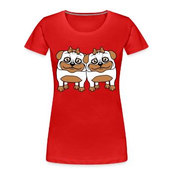 2 chiens carlin filles femmes petites amies équipe filles - T-shirt bio Premium Femme - rouge - Devant - Mia (176cm)