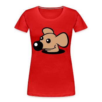 Maus Große Nase Boden Loch Mauseloch Guckt Süß - Frauen Premium Bio T-Shirt - Rot - Vorne - Mia (176cm)