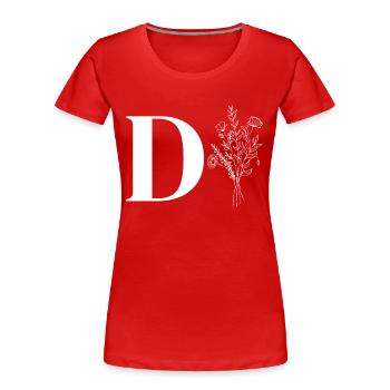 Minimalistisches Blumenmuster - Frauen Premium Bio T-Shirt - Rot - Vorne - Mia (176cm)