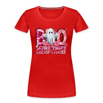 Boo Scare Away Breast Cancer - Women's Premium Organic T-Shirt - red - Front - Mia (176cm)