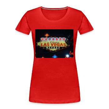 "Welcome" Las Vegas - Frauen Premium Bio T-Shirt - Rot - Vorne - Mia (176cm)