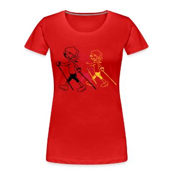 les femmes de marche nordique apprécient le sport - T-shirt bio Premium Femme - rouge - Devant - Mia (176cm)