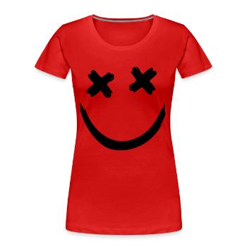 Dead Face Minimal Smile - Women's Premium Organic T-Shirt - red - Front - Mia (176cm)