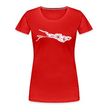 Bodensee | Polygonal | Weiss - Frauen Premium Bio T-Shirt - Rot - Vorne - Mia (176cm)