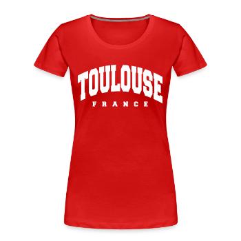 Toulouse - T-shirt bio Premium Femme - rouge - Devant - Mia (176cm)
