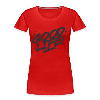 Bonne vie - T-shirt bio Premium Femme - rouge - Devant - Mia (176cm)