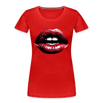 Besinnliche Lippen Roter Lippenstift - Frauen Premium Bio T-Shirt - Rot - Vorne - Mia (176cm)