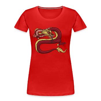 Dragon chinois rouge - T-shirt bio Premium Femme - rouge - Devant - Mia (176cm)