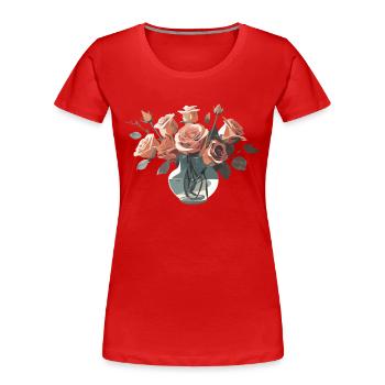 Rosen in Vase rot pink ästhetisch - Frauen Premium Bio T-Shirt - Rot - Vorne - Mia (176cm)