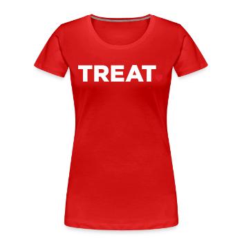 Behandeln - Frauen Premium Bio T-Shirt - Rot - Vorne - Mia (176cm)