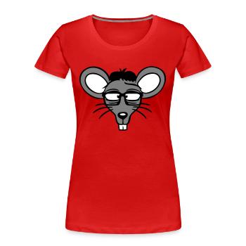 Maus Nerd Geek Hornbrille Schlau Intelligent Freak - Frauen Premium Bio T-Shirt - Rot - Vorne - Mia (176cm)