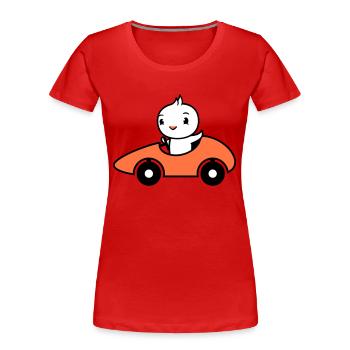 Vogel fährt schnell Auto Rennauto Sport Rennsport - Frauen Premium Bio T-Shirt - Rot - Vorne - Mia (176cm)