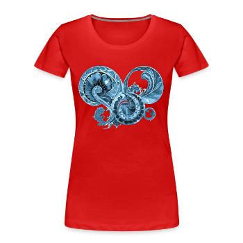 Ornement bleu - T-shirt bio Premium Femme - rouge - Devant - Mia (176cm)