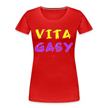 MDG Vita Gasy 01 - T-shirt bio Premium Femme - rouge - Devant - Mia (176cm)
