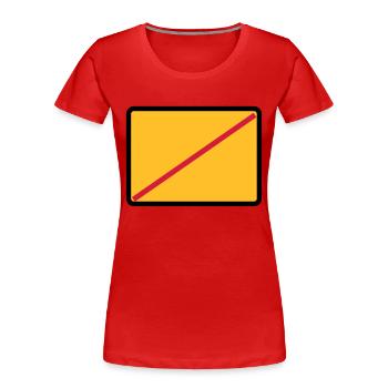 Ortsausgangsschild mit deinem Text - Frauen Premium Bio T-Shirt - Rot - Vorne - Mia (176cm)