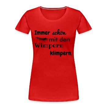 wimpern klimpern - Frauen Premium Bio T-Shirt - Rot - Vorne - Mia (176cm)