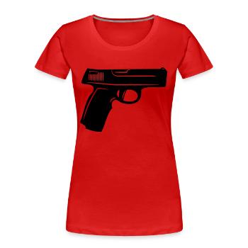 Waffen Pistole muster - Frauen Premium Bio T-Shirt - Rot - Vorne - Mia (176cm)