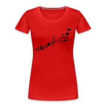 Instrument Trompete Noten - Frauen Premium Bio T-Shirt - Rot - Vorne - Mia (176cm)
